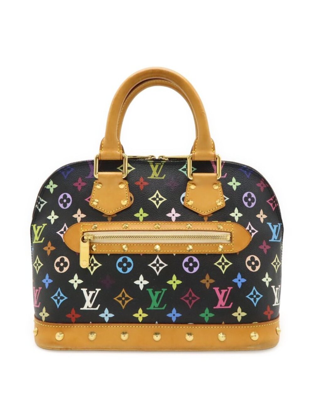 Louis Vuitton Monogram Multicolor Alma Handbag Studs Noir Black
